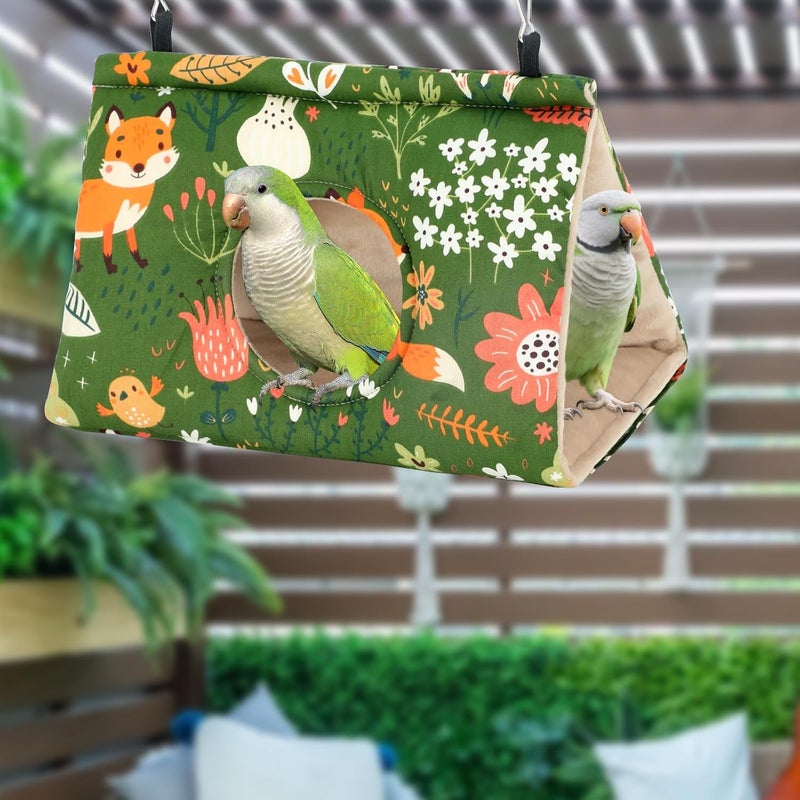 Rypet Winter Warm Bird Nest House - Hanging Hammock Velvet Shed Hut Cage Plush Fluffy Birds Hideaway Sleeping Bed Fuzzy for African Grey Cockatoo and Other Amazon Parrot Large（Green） - Image 3